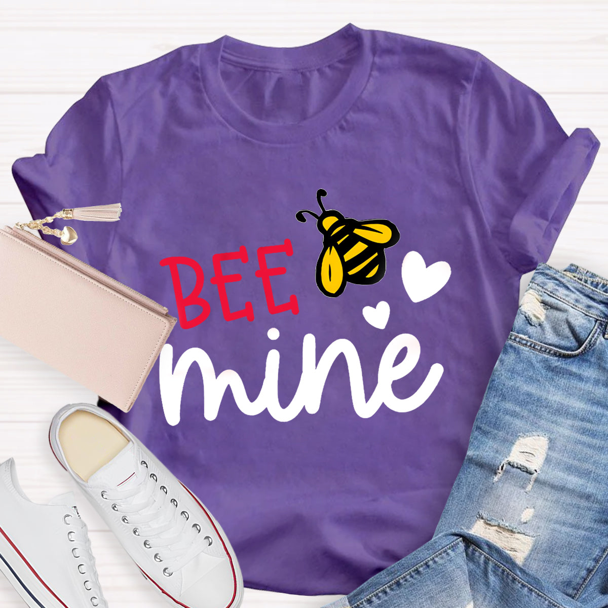 Be  Mine Heart Printed Teacher T-Shirt