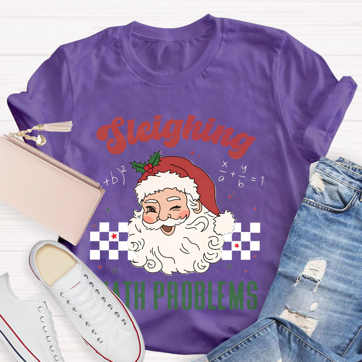 Sleighing Math Problems Math Teacher T-Shirt