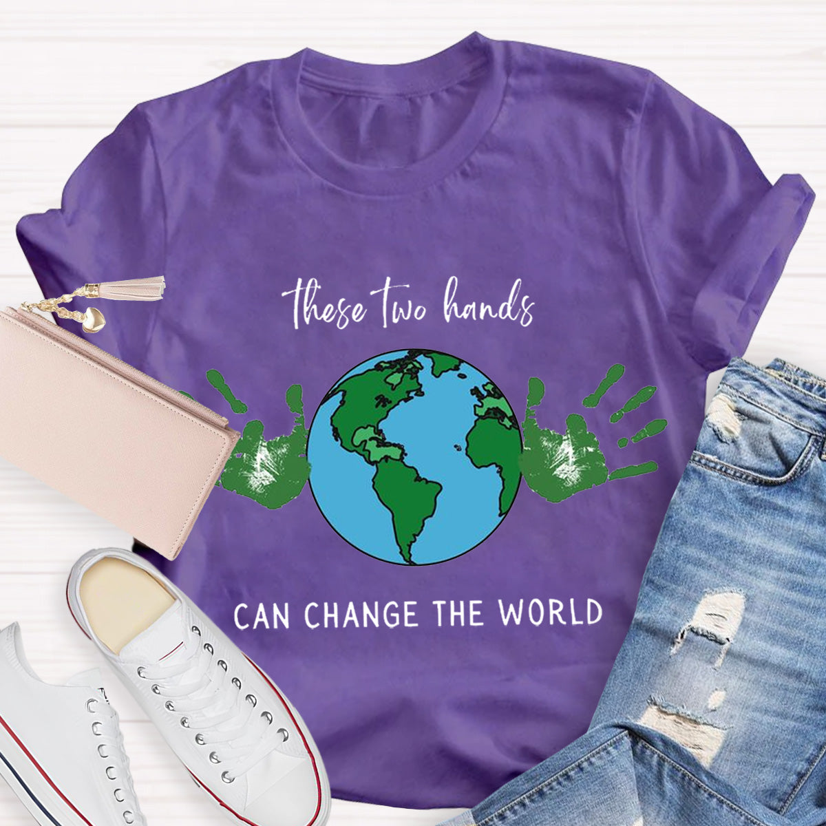 Earth Day Handprint Teacher T-Shirt