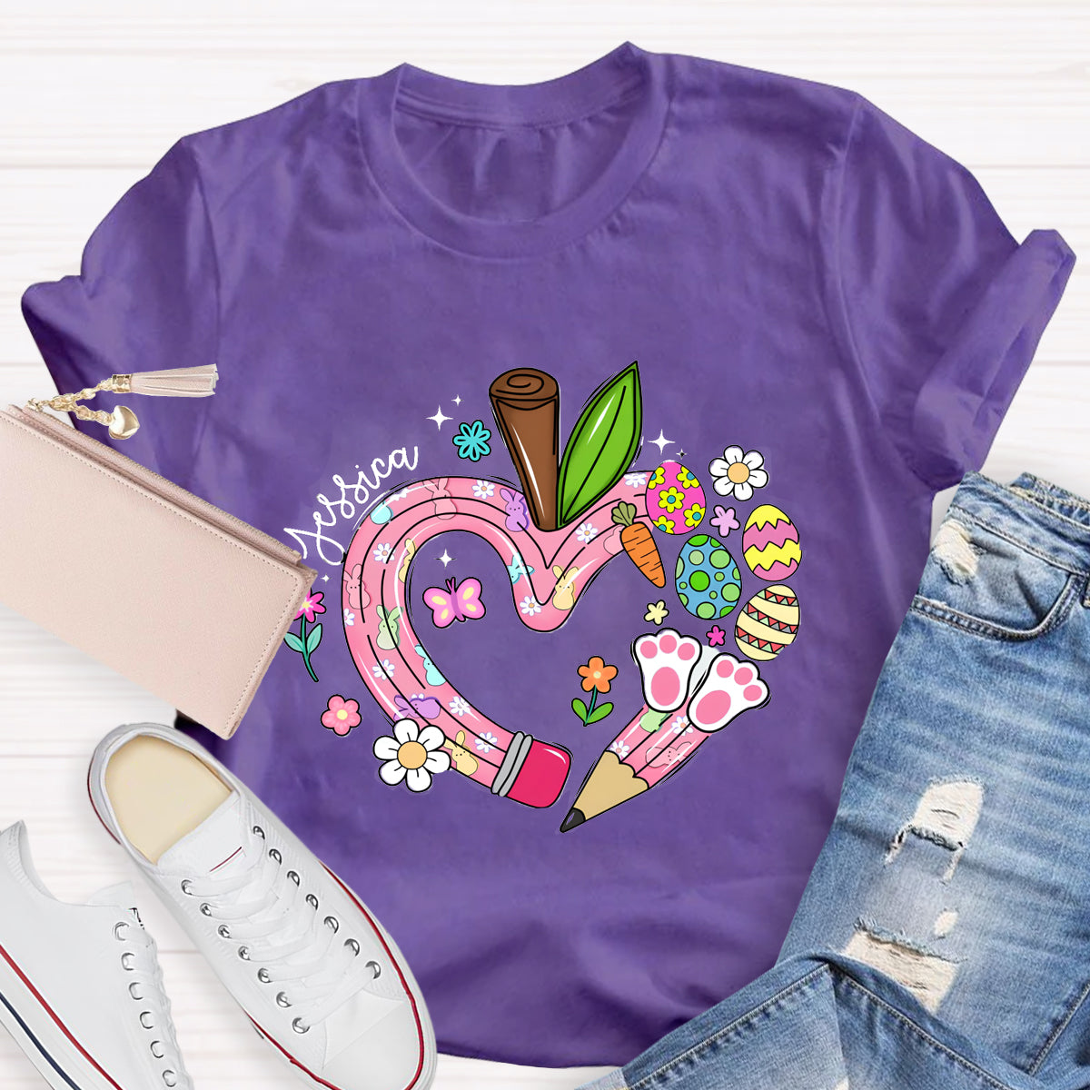 Personalized Name Easter Teacher T-Shirt