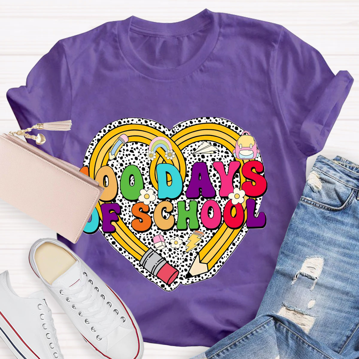 Happy 100 Days Of School Heart T-Shirt