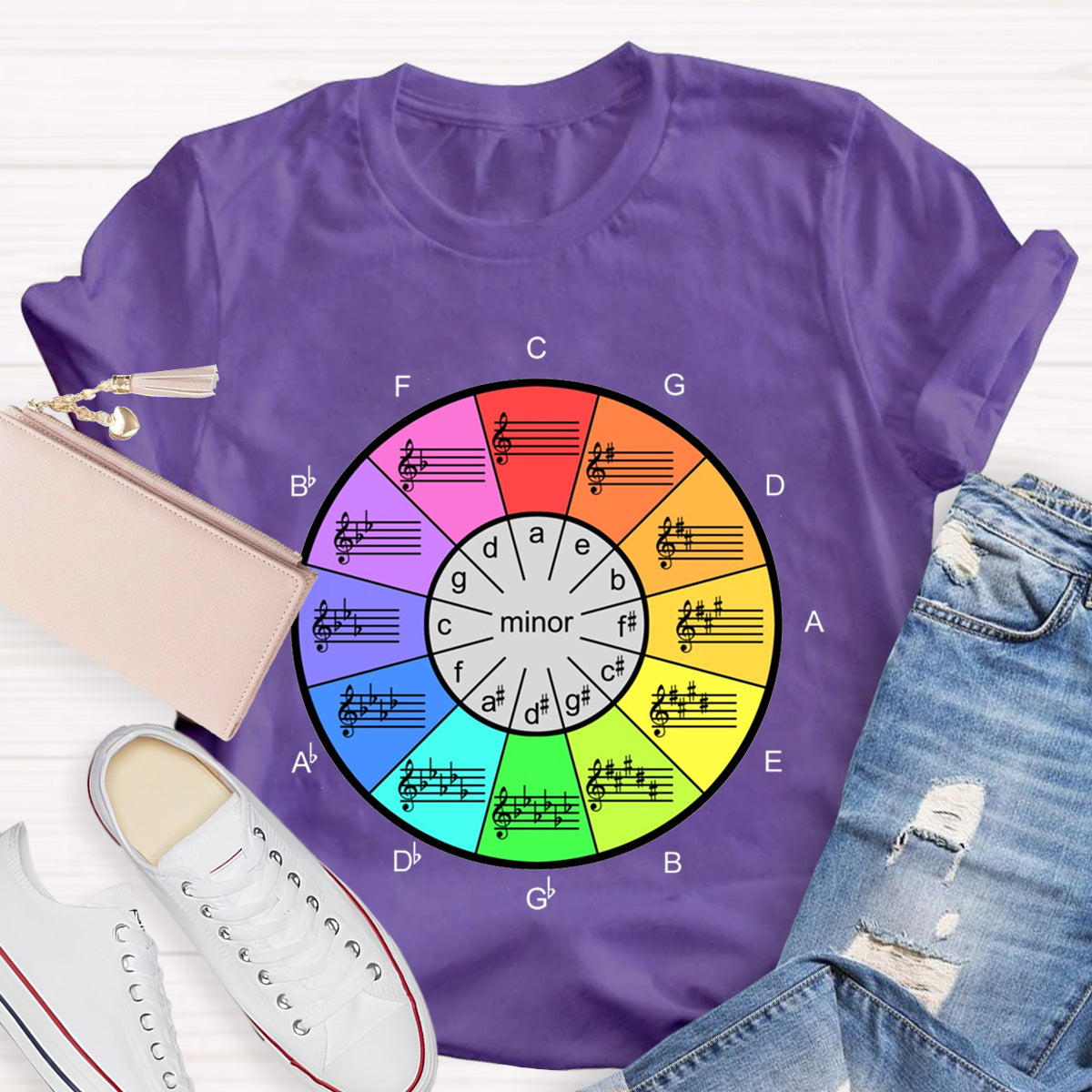 Circle Of Fifths Color Wheel For Music Artists Teacher T-Shirt