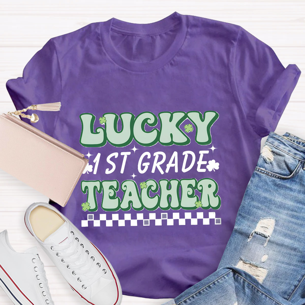 Personalized Grade Lucky Teacher T-Shirt