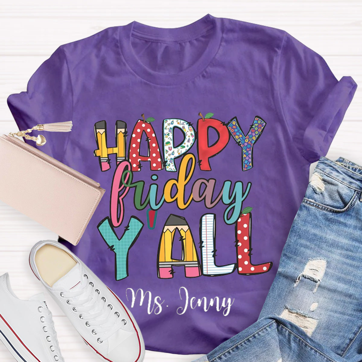 Personalized Name Happy Friday Y'all End Of Week T-Shirt