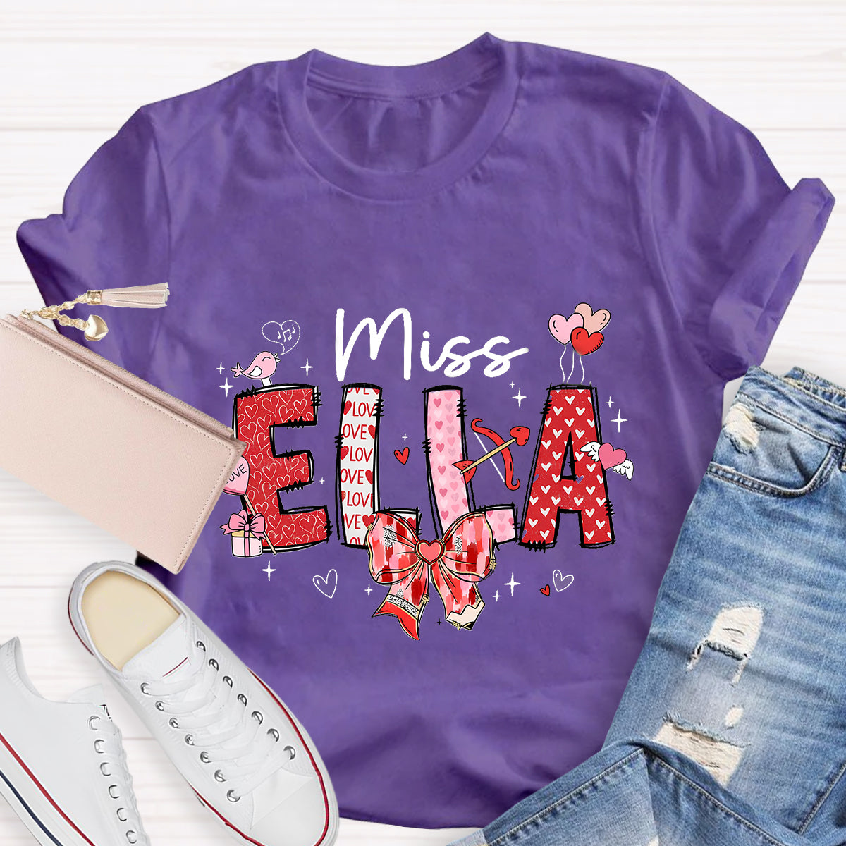 Personalized Name Valentine's Day Miss Ella T-Shirt