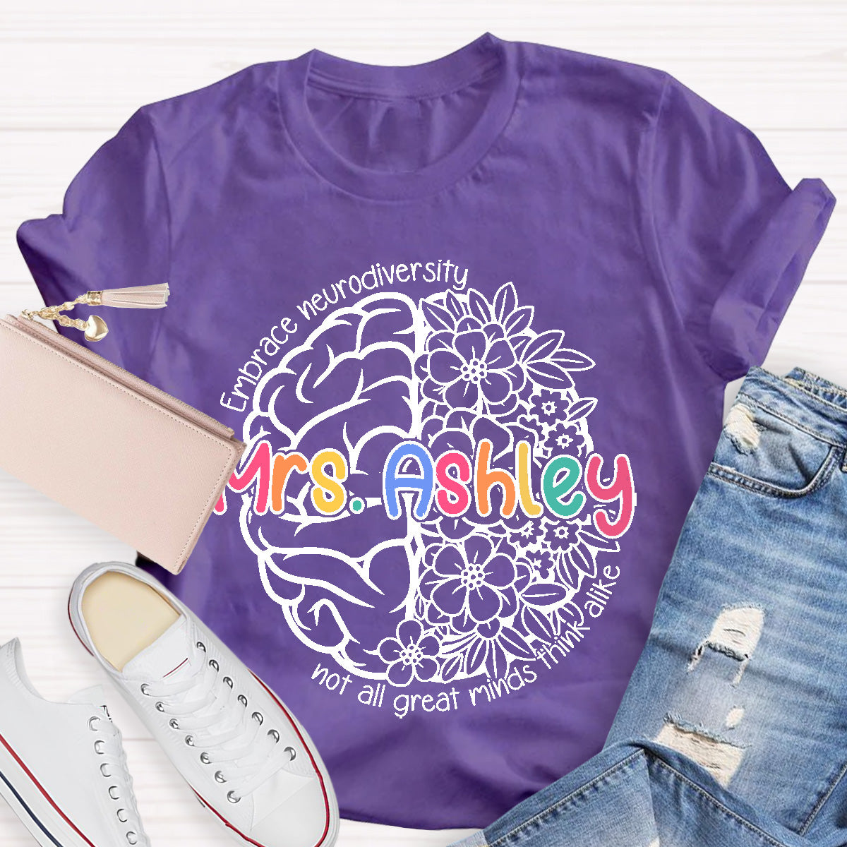 Personalized Name Not All Great Minds Think Alike Teacher T-Shirt