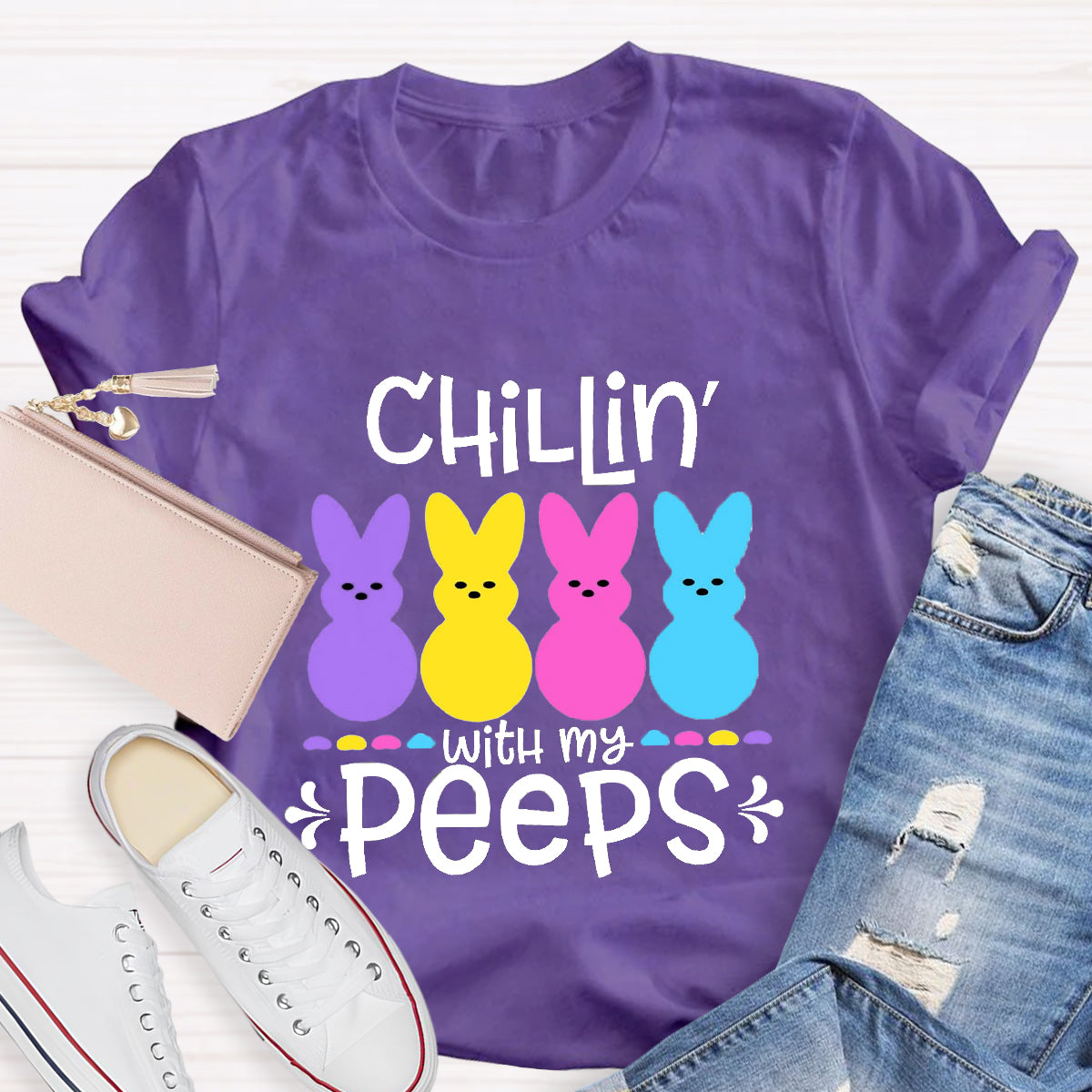 Chilling With My Peeps Easter Bunny T-Shirt