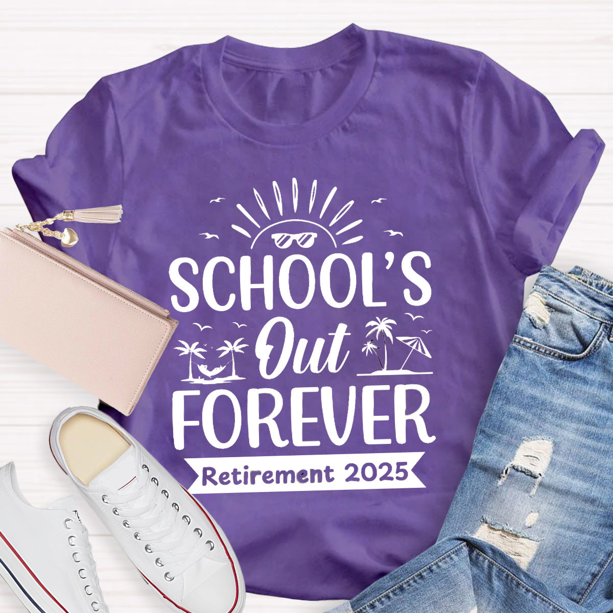 Personalize Retirement Time School's Out Forever Teacher T-Shirt
