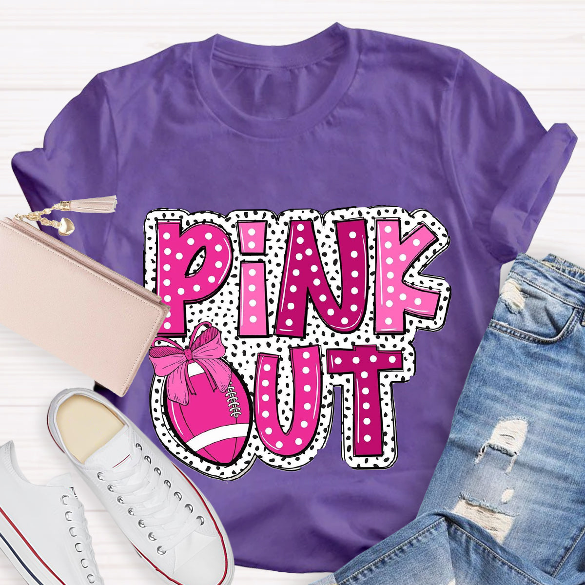 Pink Out Football  T-Shirt