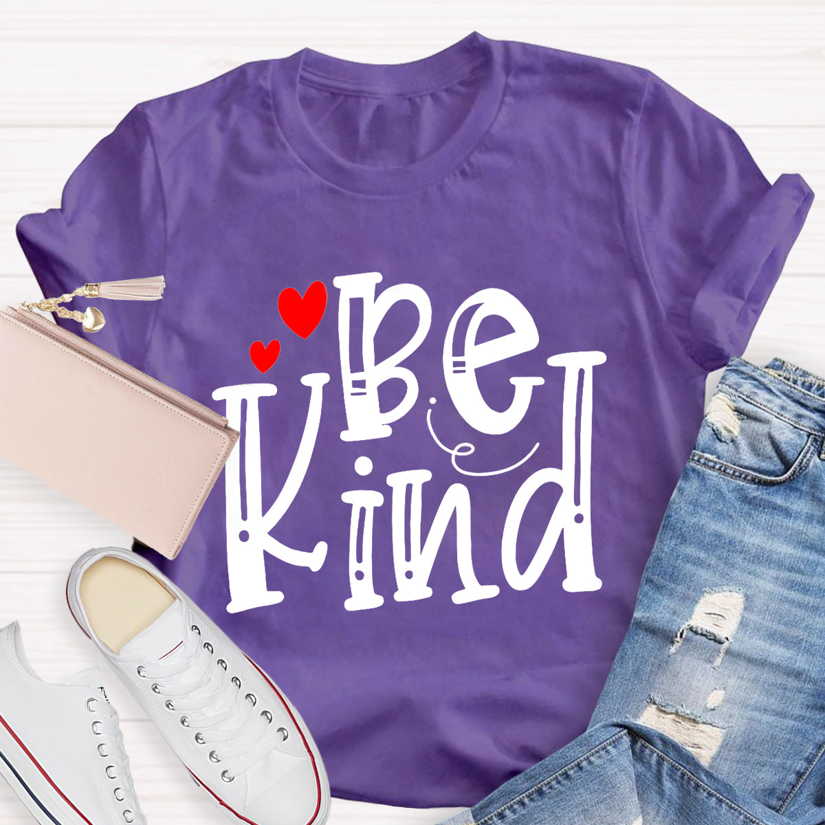 Be Kind Red Heart Teacher T-Shirt