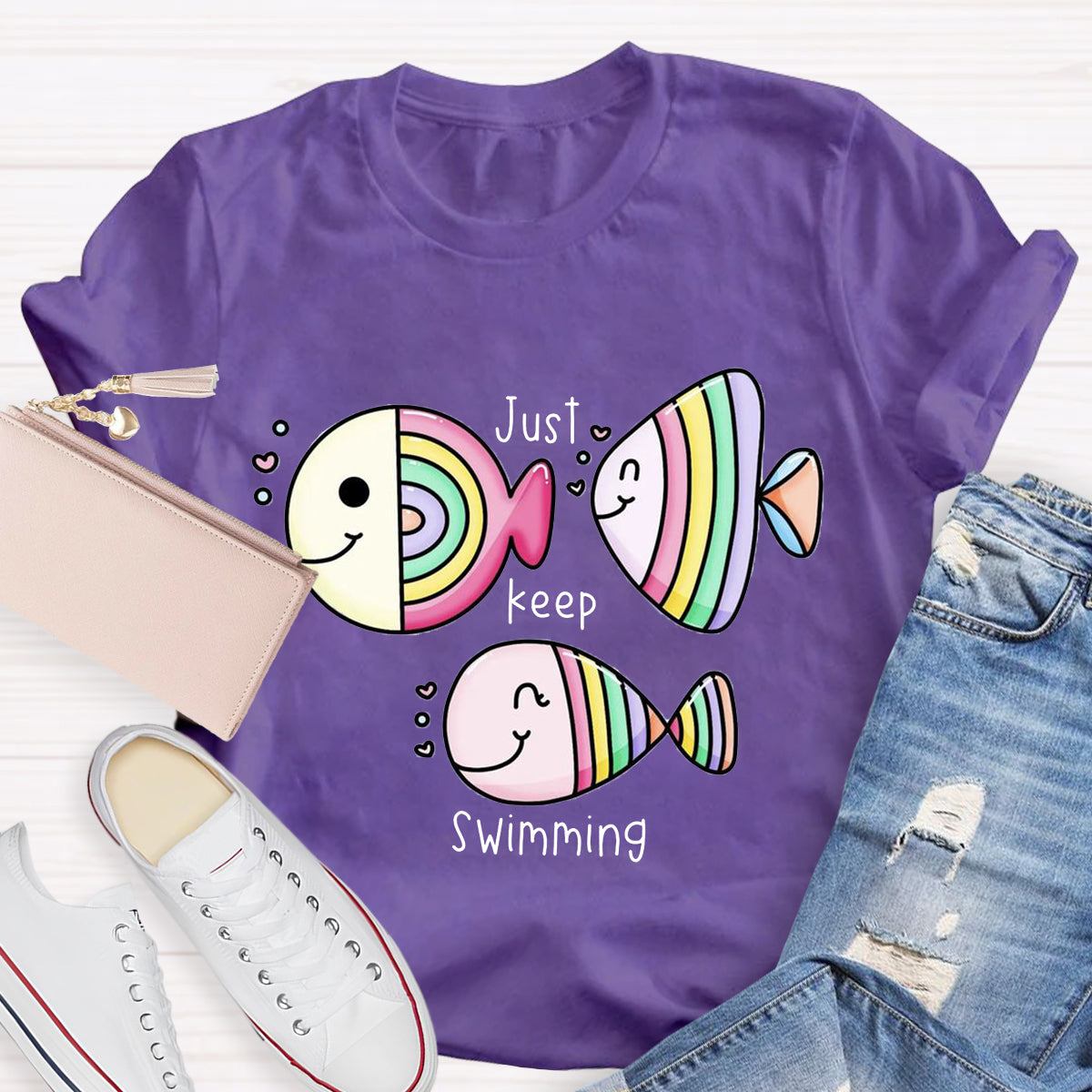 Just Keep Swimming Funny Fish T-Shirt