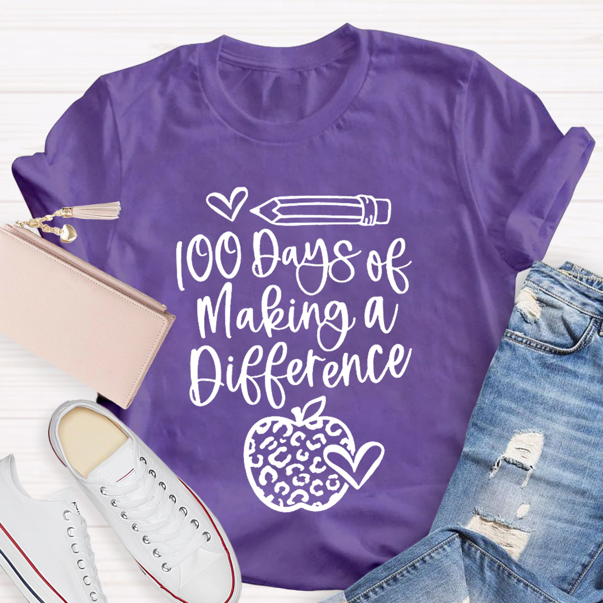 100 Days Of Making A Difference Teacher T-Shirt