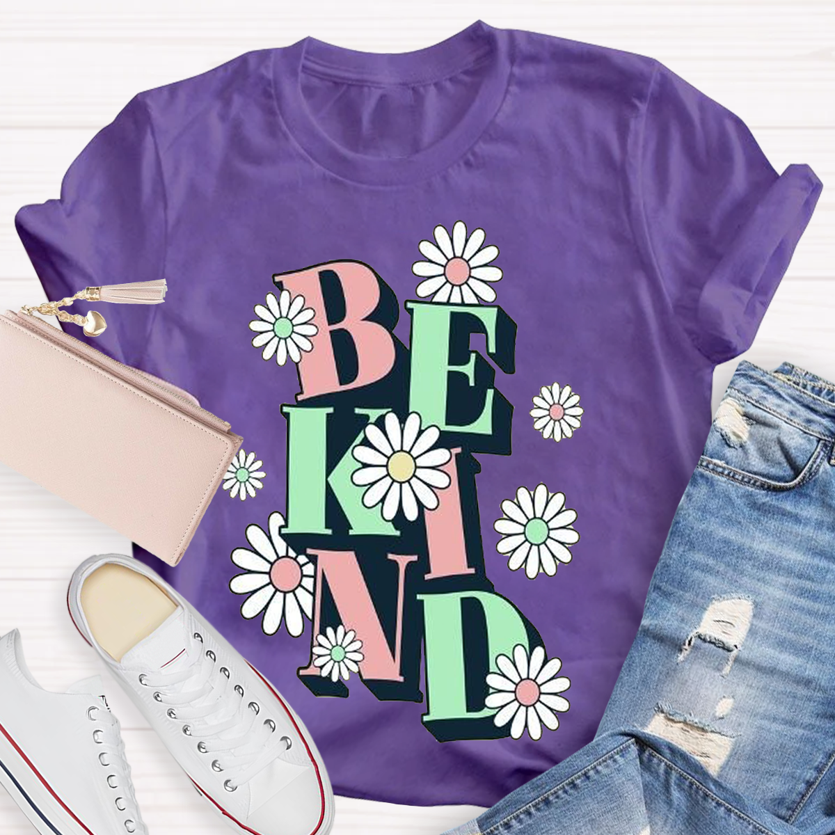 Be Kind Flower Design Teacher T-Shirt