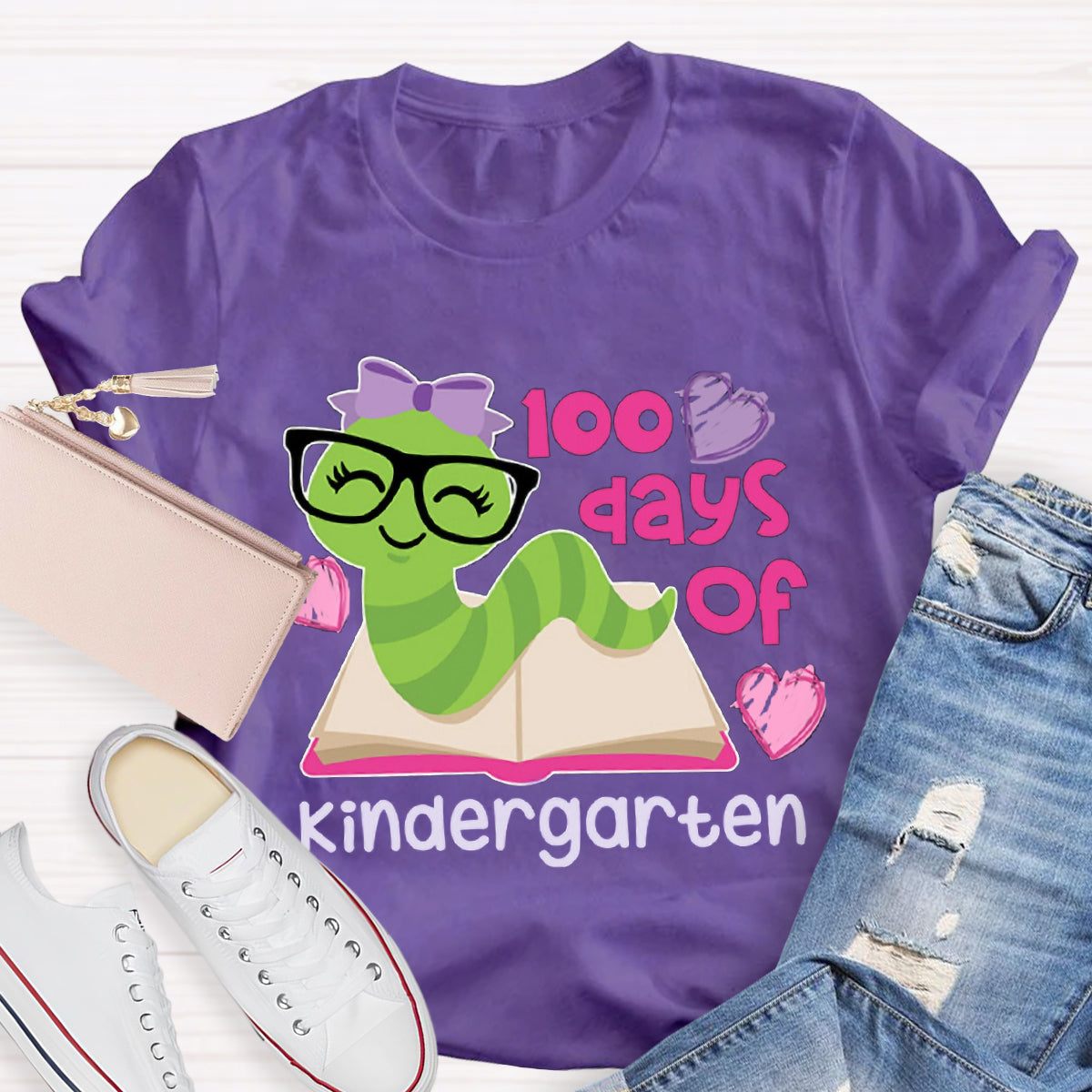 Personalized Grade 100 Days Of Kindergarten Teacher T-Shirt