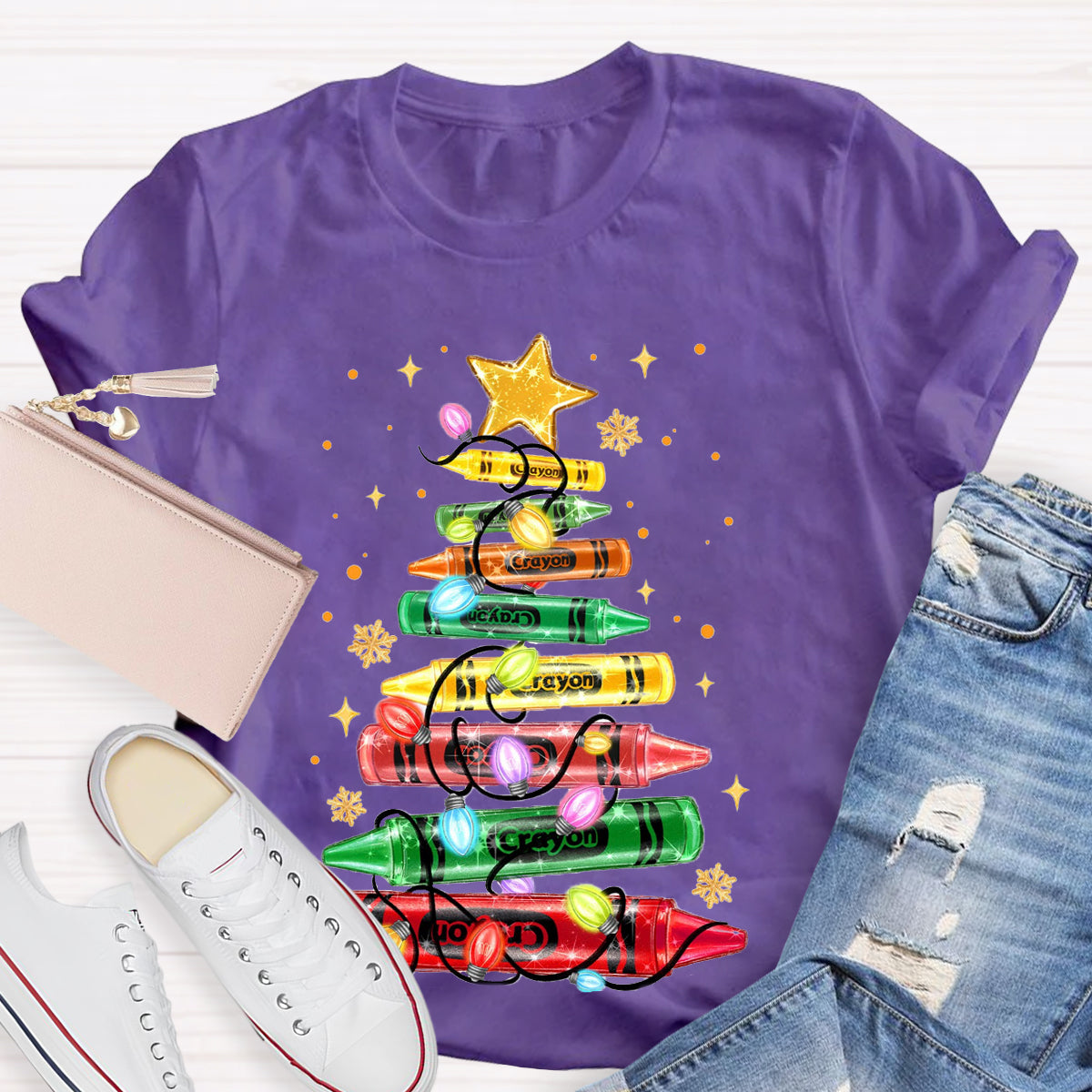 Christmas Crayon Tree  T-Shirt