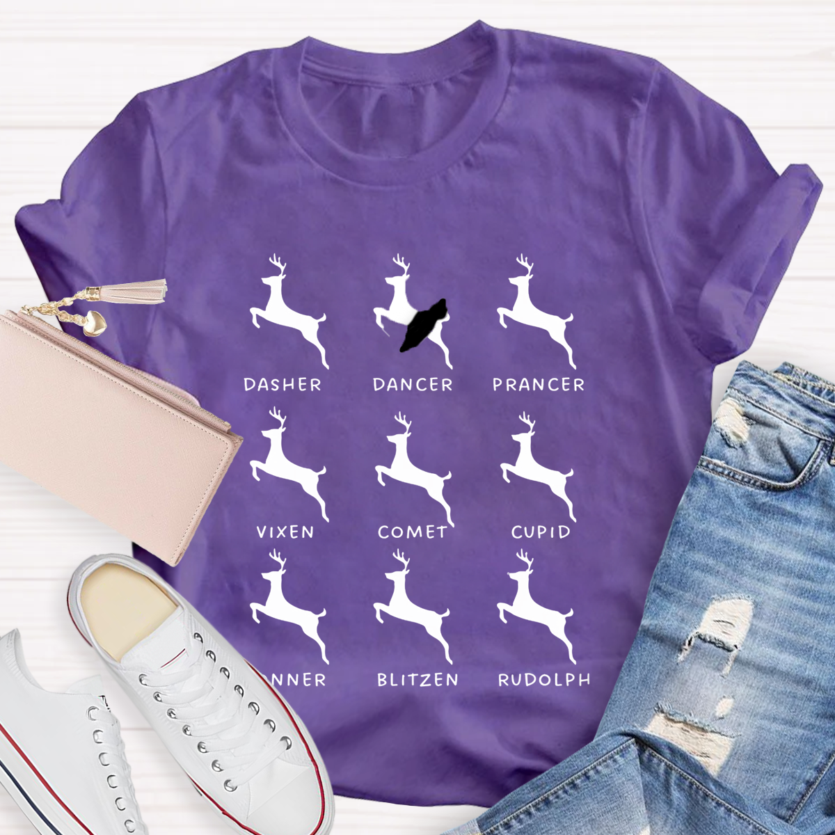 Dancing Reindeer Teacher T-Shirt