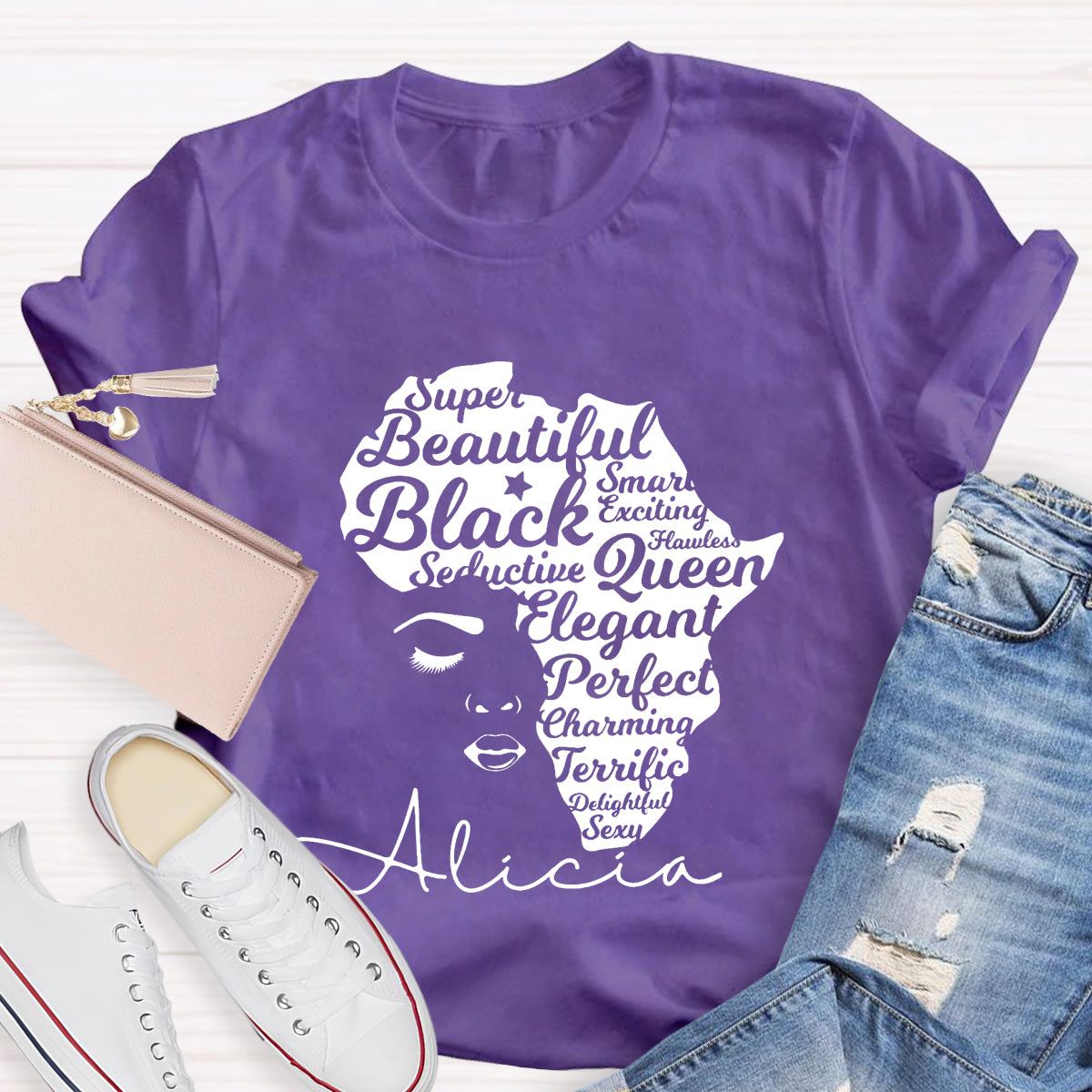 Personalized Name Beautiful Queen T-Shirt