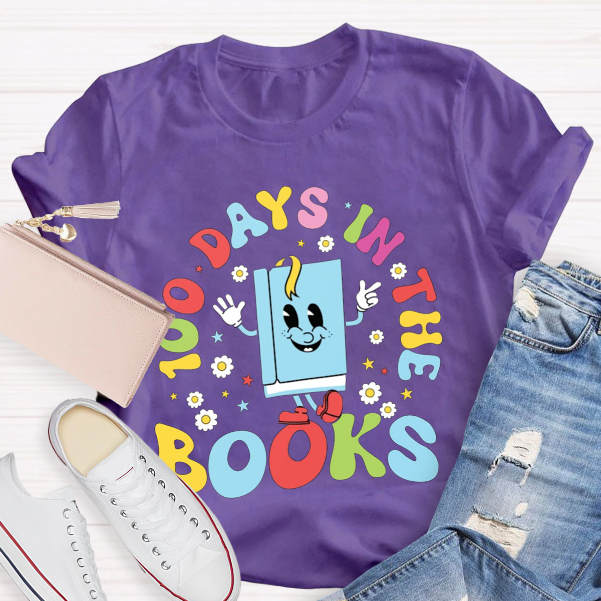 100 Days In The Books Happy Book Teacher T-Shirt