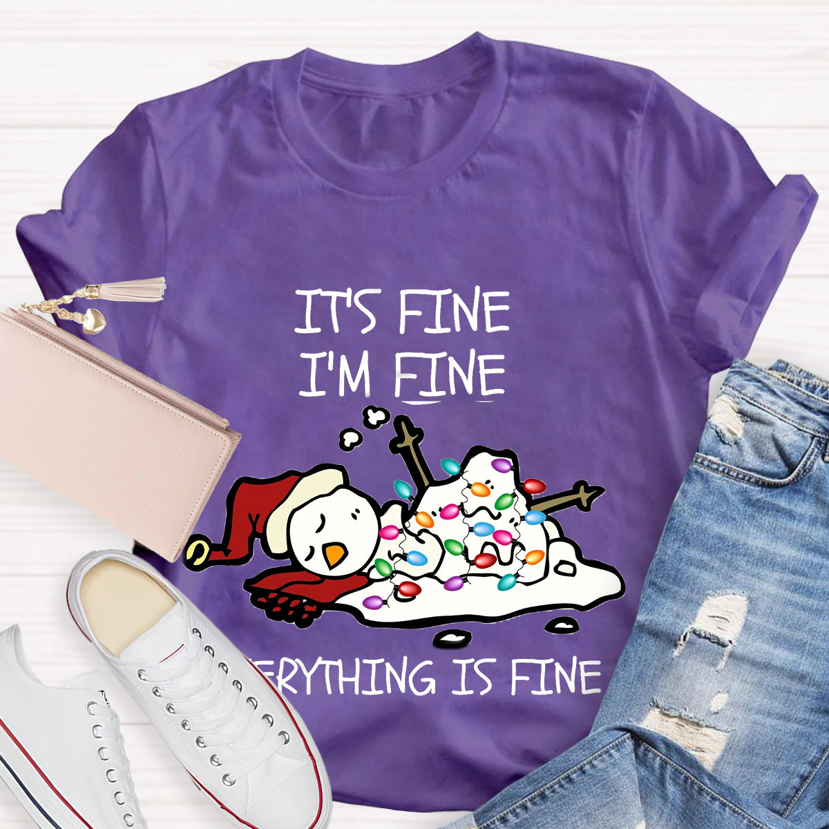 It's Fine I'm Fine Melting Snowman Teacher T-Shirt