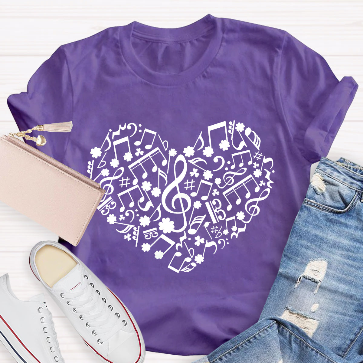 Love Music Notes Shamrock T-Shirt