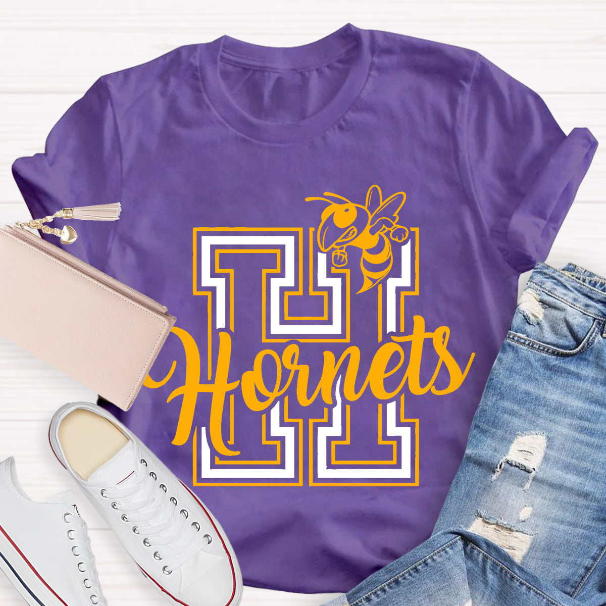 Personalized School Mascot Hornets Teacher T-Shirt