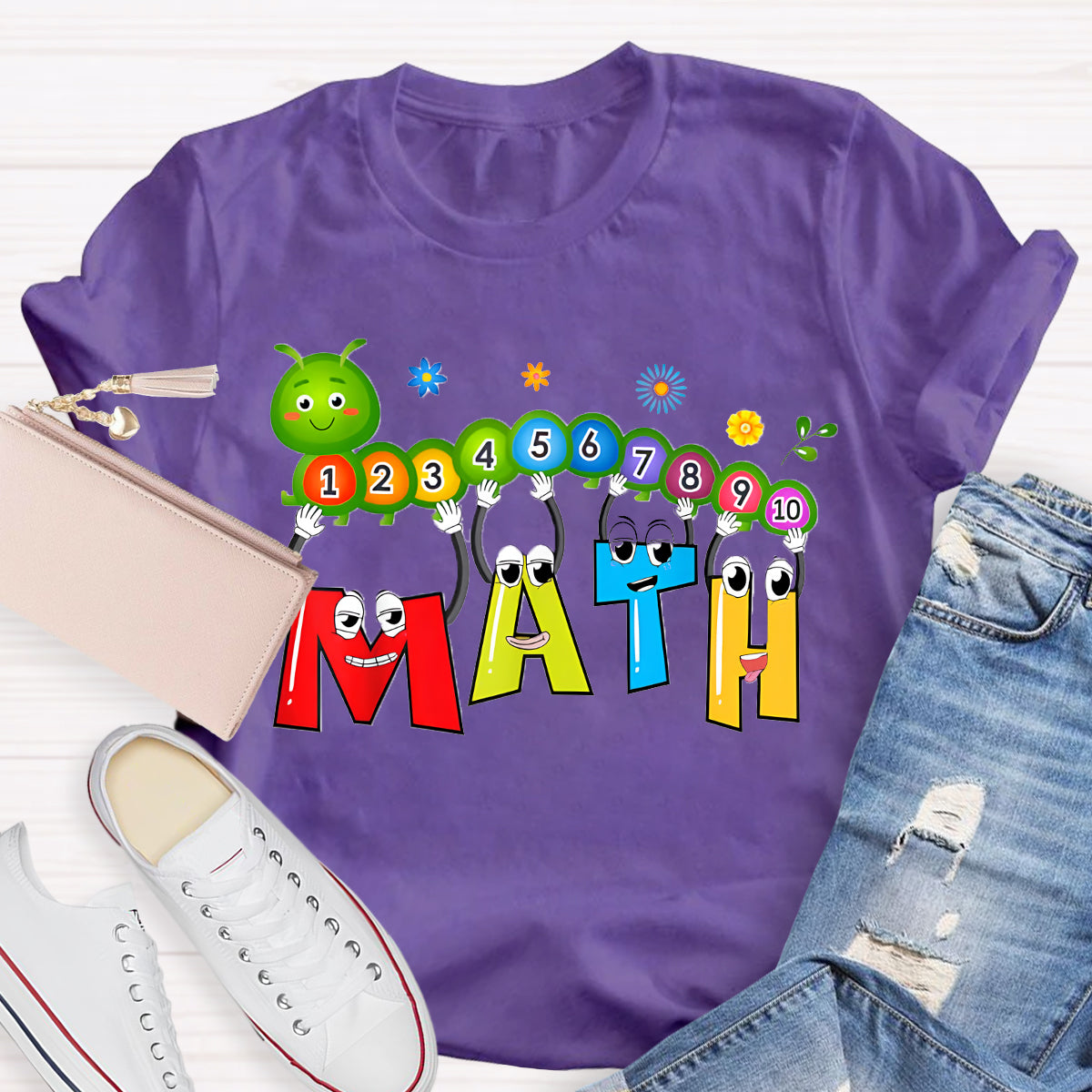 Caterpillar Math Day Number Math Teacher T-Shirt