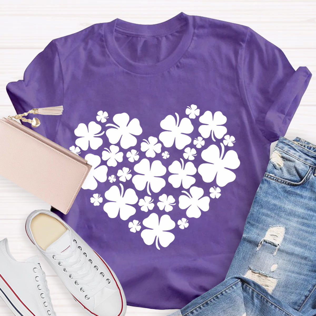 Cute Shamrocks in Heart T-Shirt