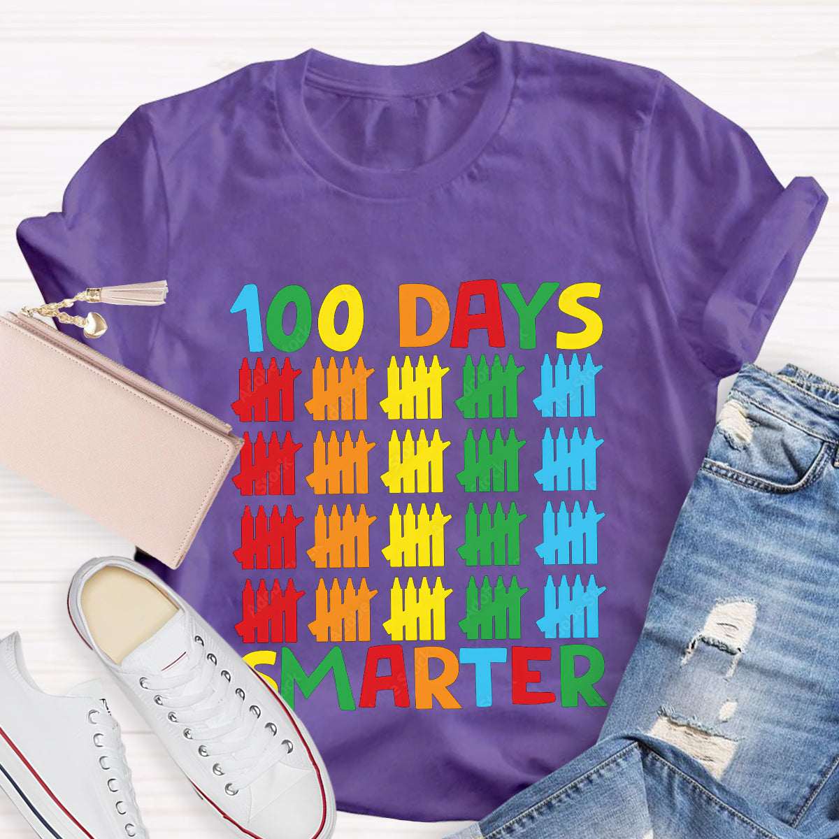 100 Days Smarter Colorful Pencil T-Shirt