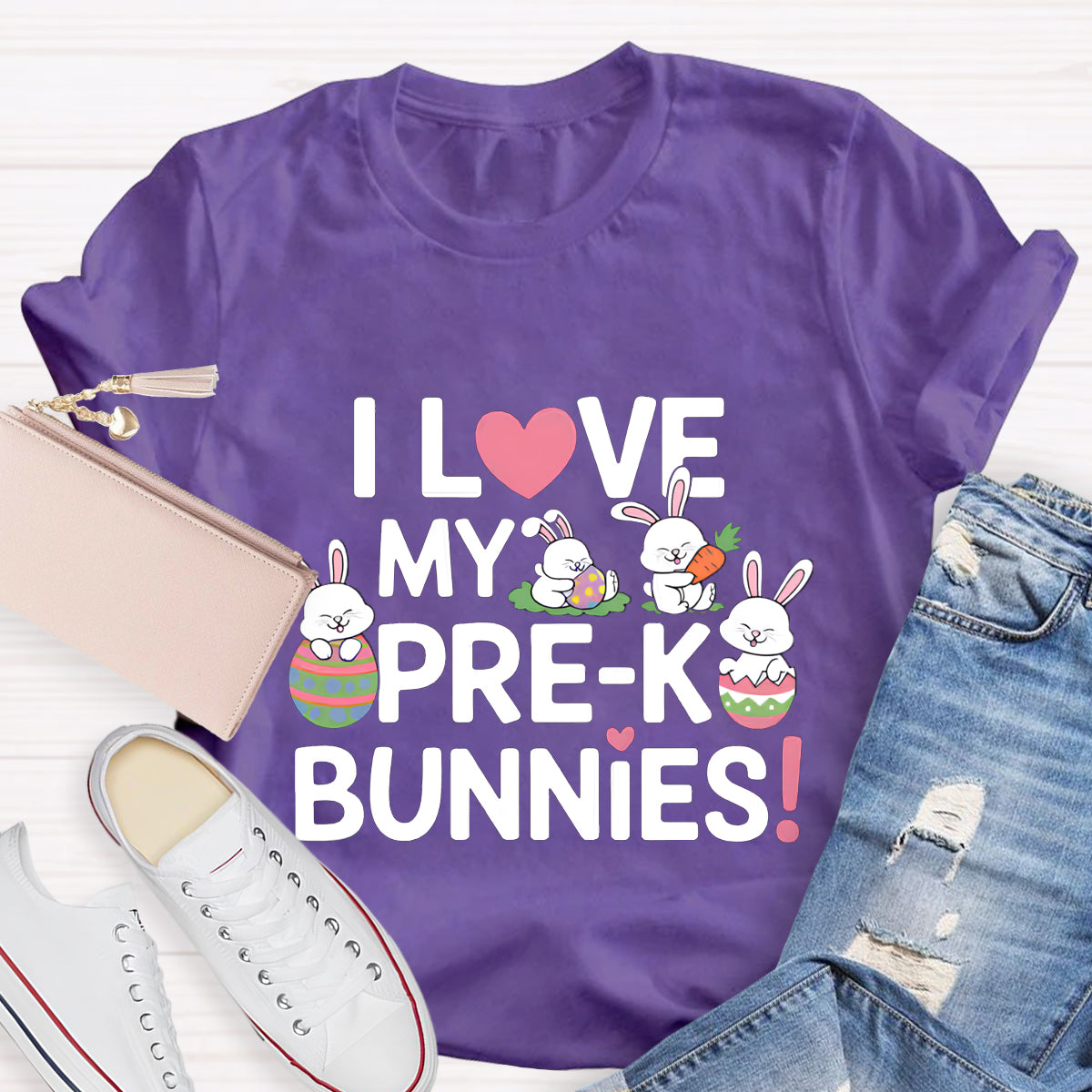 Personalized Grade I love My Bunnies Teacher T-Shirt