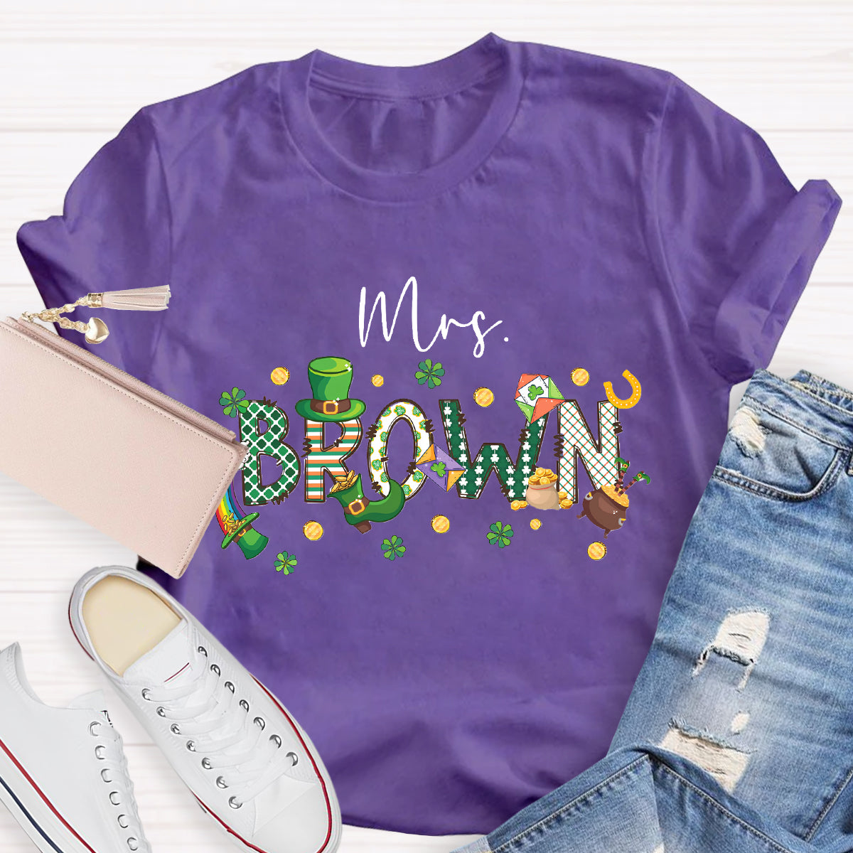 Personalized Name St. Patrick Day Mrs. Brown T-Shirt