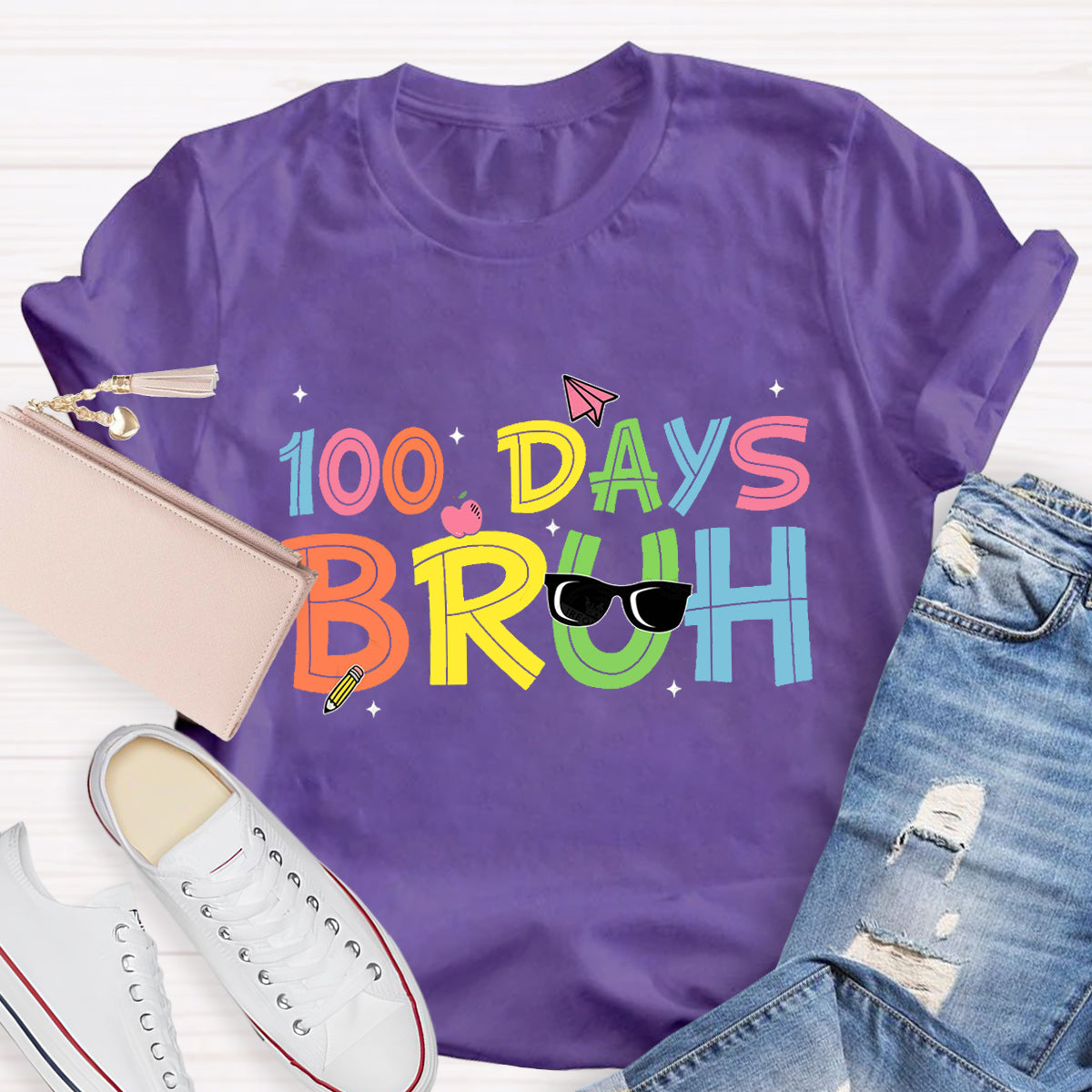 100 Days Bruh Teacher T-Shirt