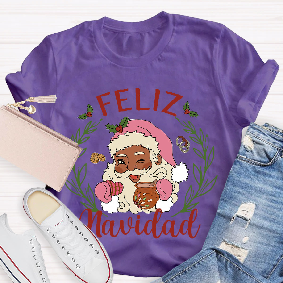 Feliz Navidad Santa Claus Spanish Teacher T-Shirt