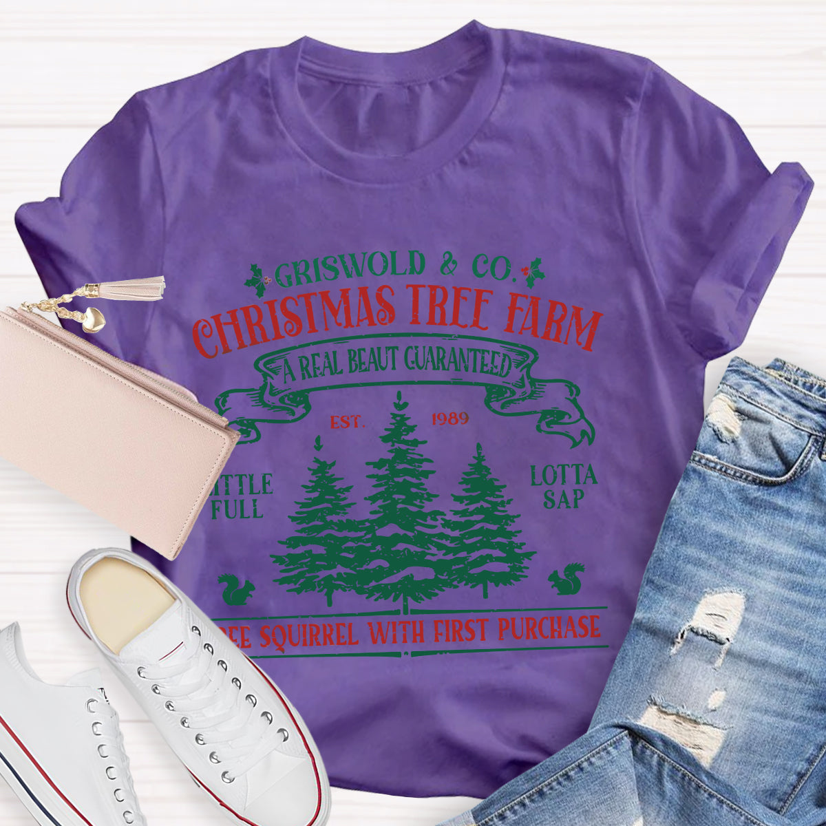 Christmas Tree Farm A Real Beauty Guaranteed Squirrel  T-Shirt