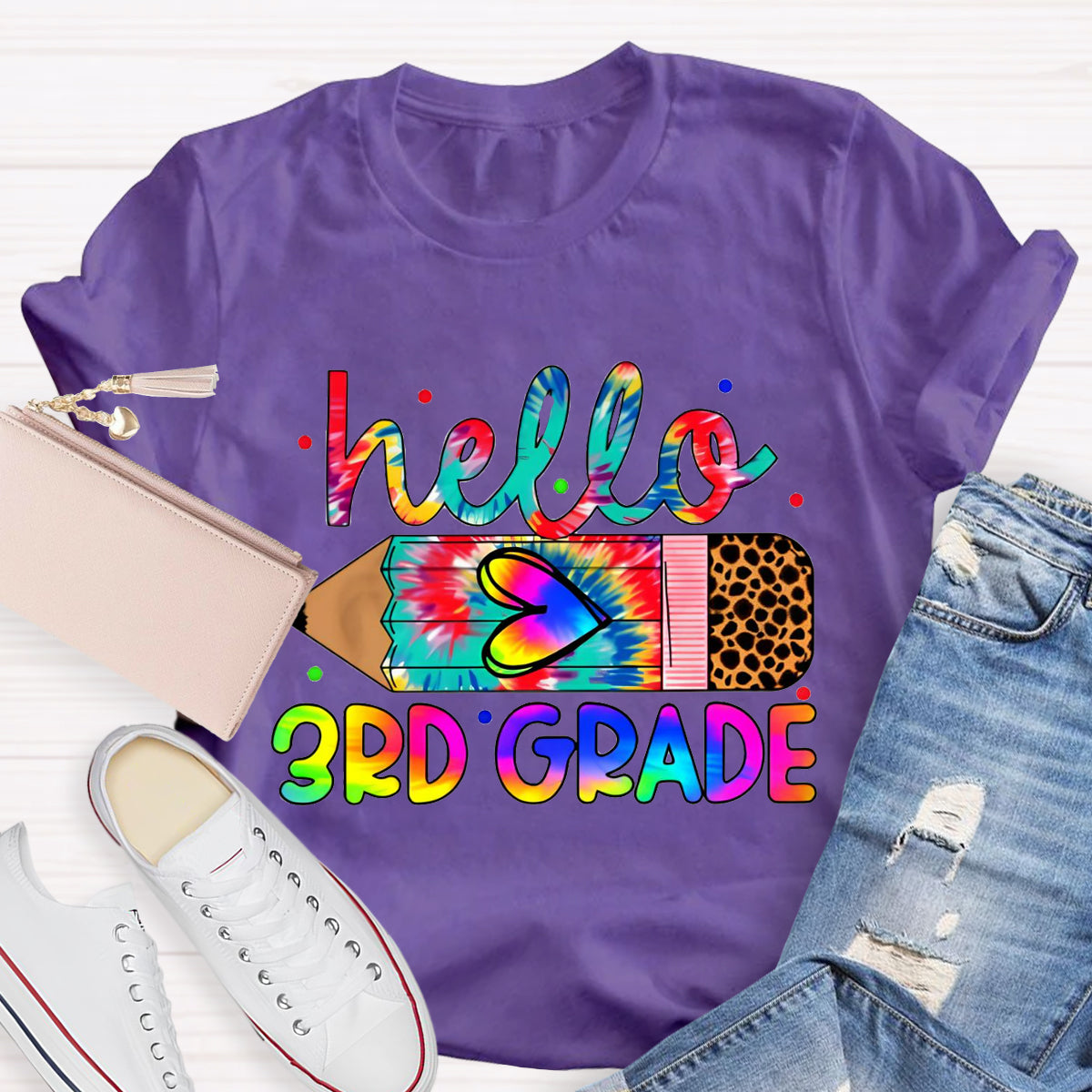 Personalized Grade Hello 3rd Grade Teacher T-Shirt