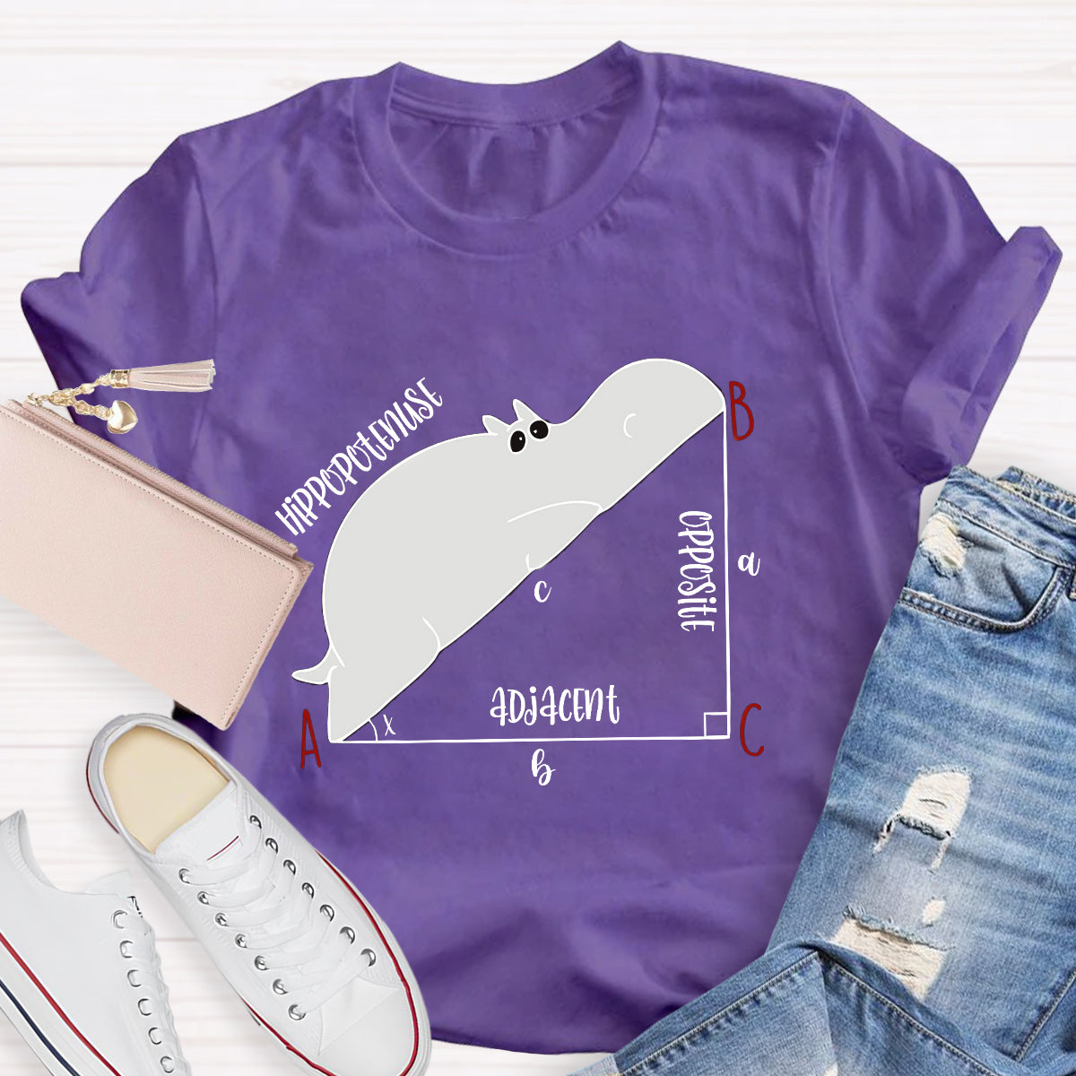 Diagram Hippopotenuse Adjacent Opposite Math Teacher T-Shirt