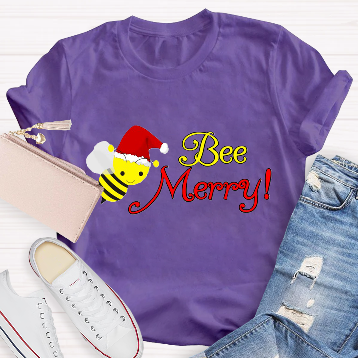 Christams Bee Happy Teacher T-Shirt