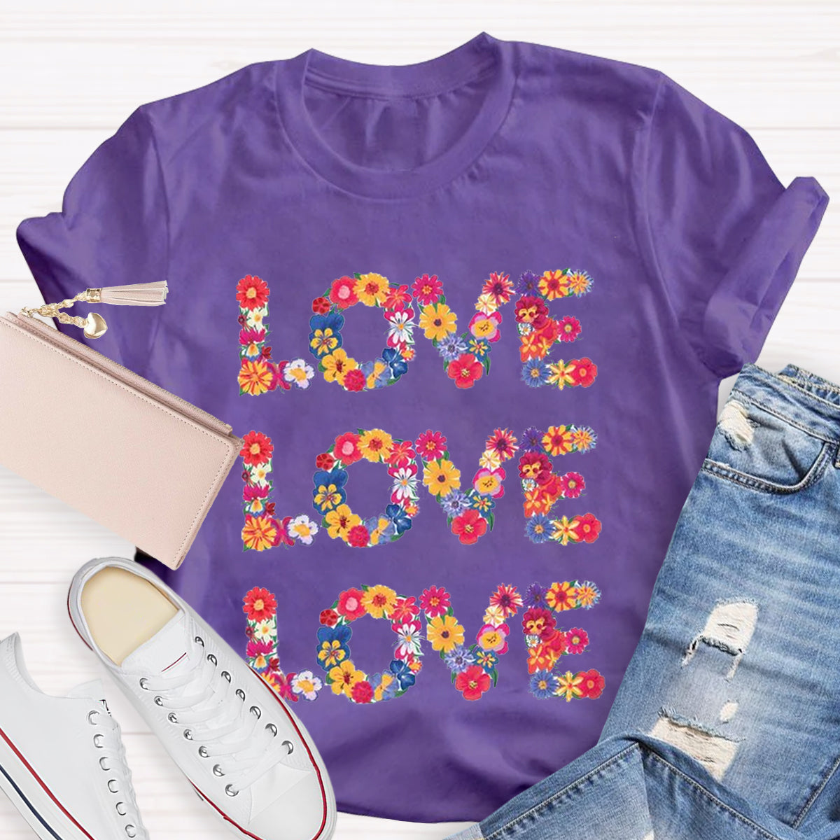 Flower Love Funny Design Teacher T-Shirt