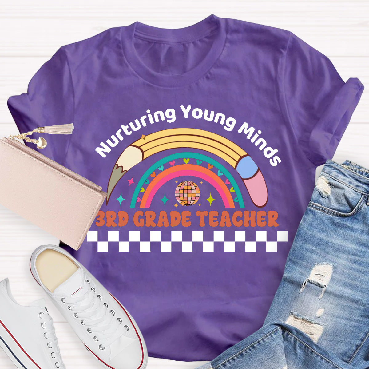 Personalized Grade Nurturing Young Minds Teacher T-Shirt