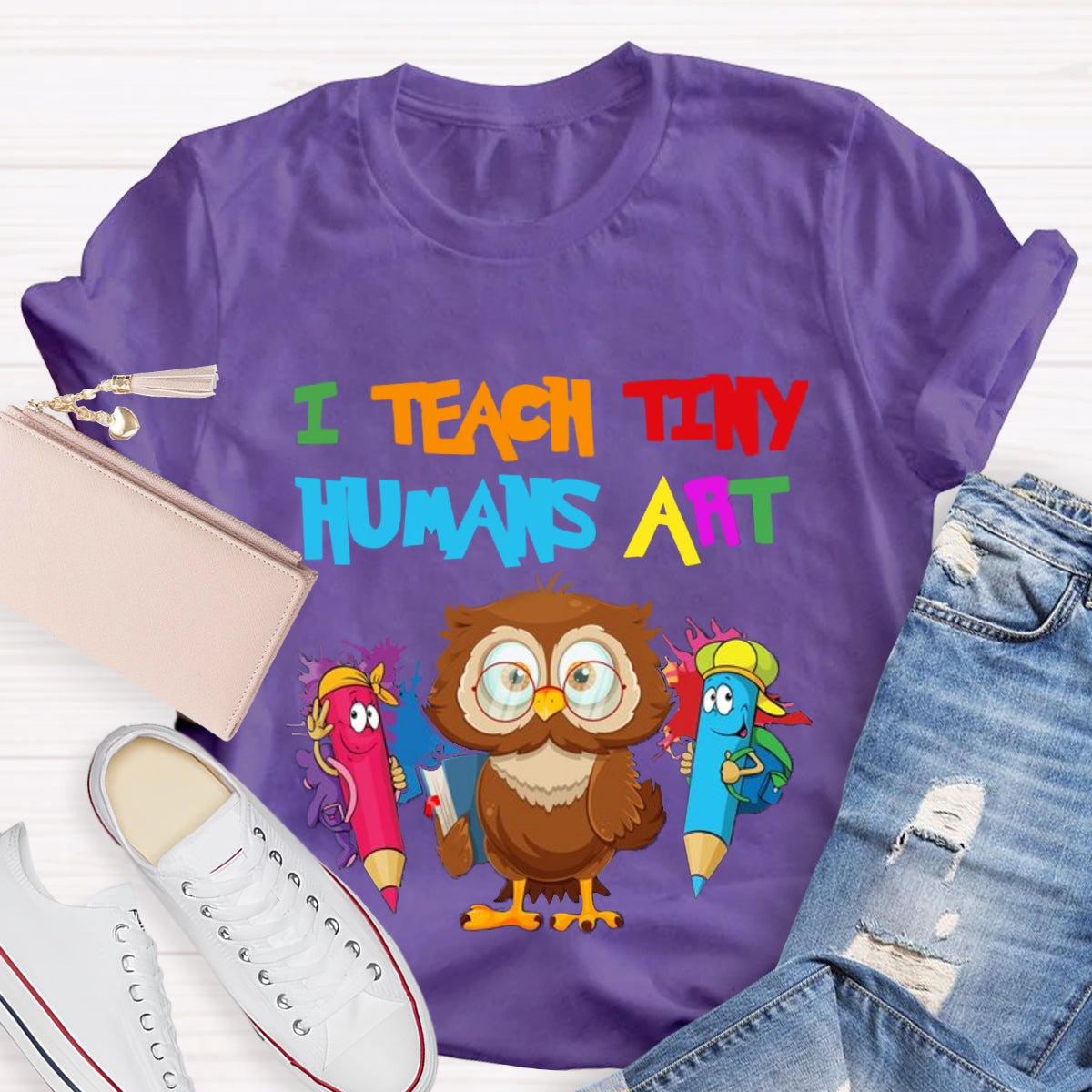 I Teach Tiny Humans Art Teacher T-Shirt