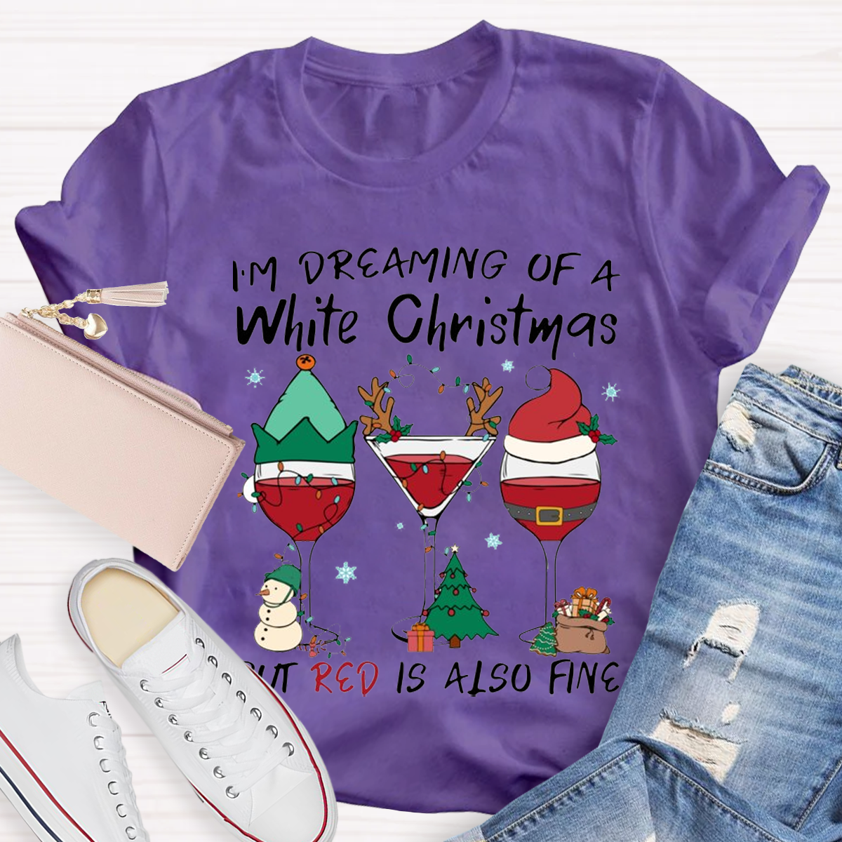 Dear Santa I Just Want Wine Teacher T-Shirt