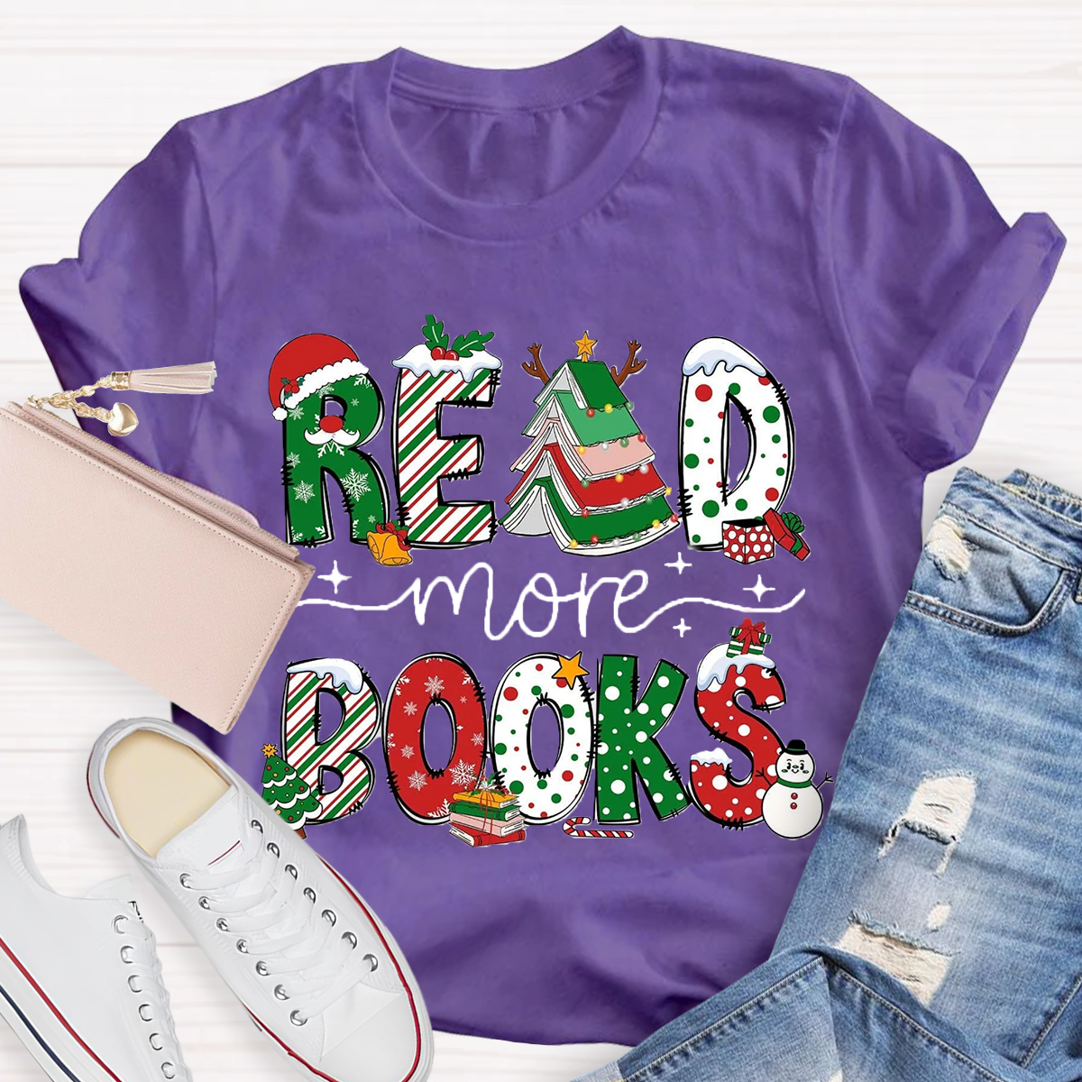 Read More Books Christmas Teacher T-Shirt