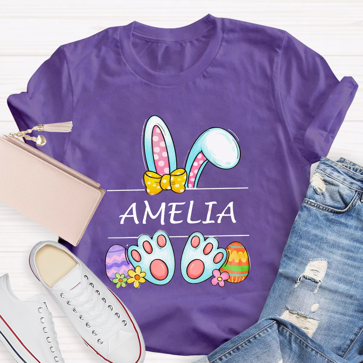 Personalized Name Happy Easter Bunny T-Shirt