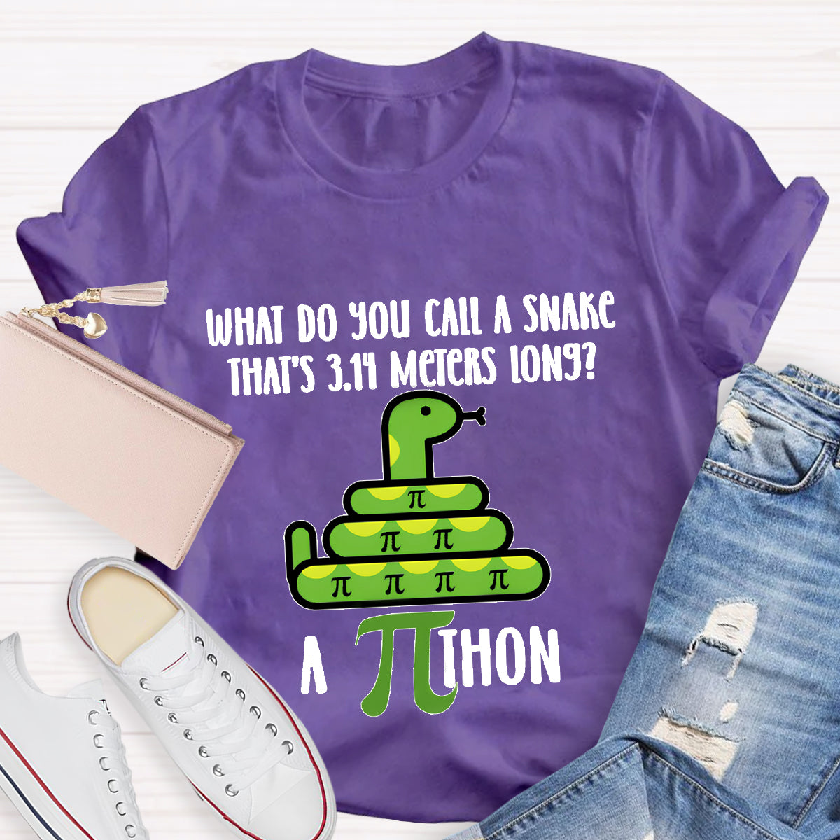 What Do You Call A Snake That'S 3.14 Meters Long Funny Pi Day T-Shirt