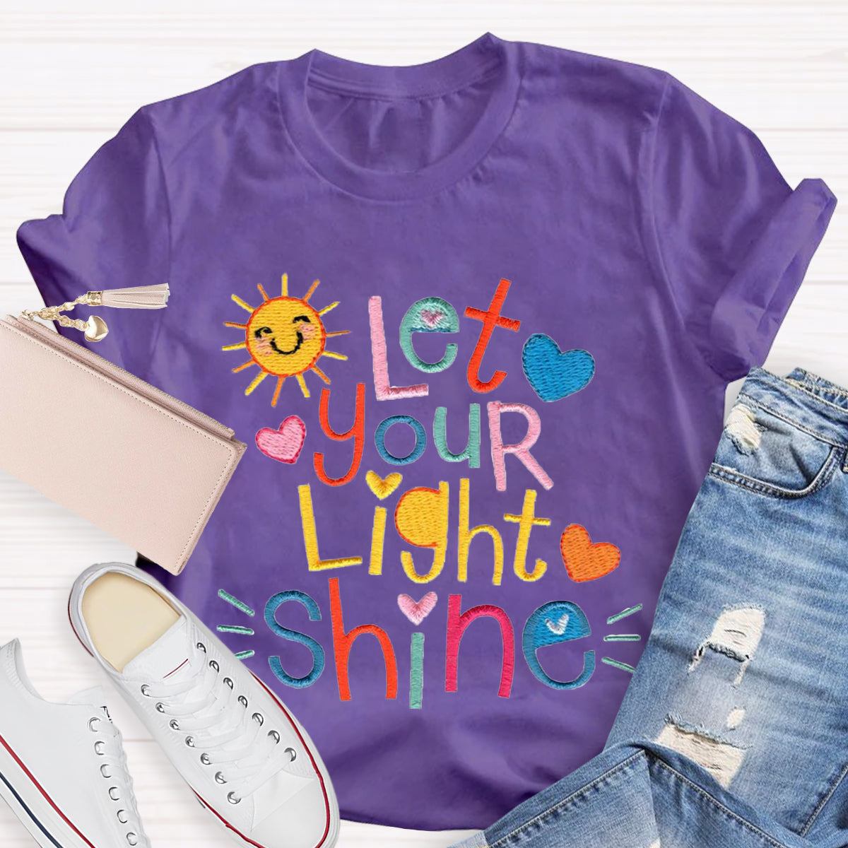 Let Your Light Shine Positive Teacher T-Shirt