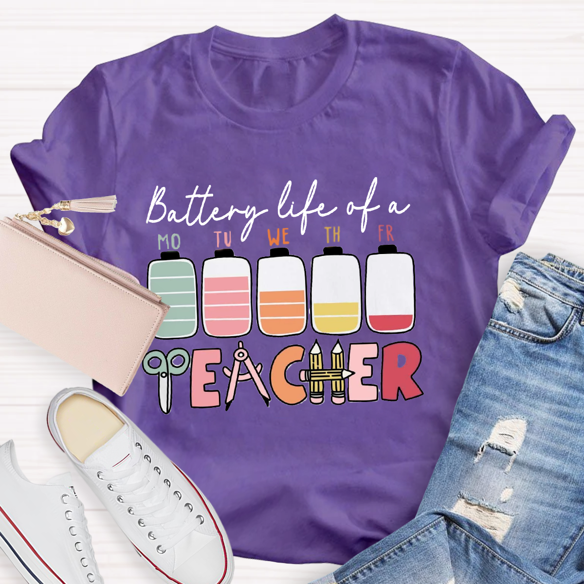 Battery Life Of A Teacher T-Shirt