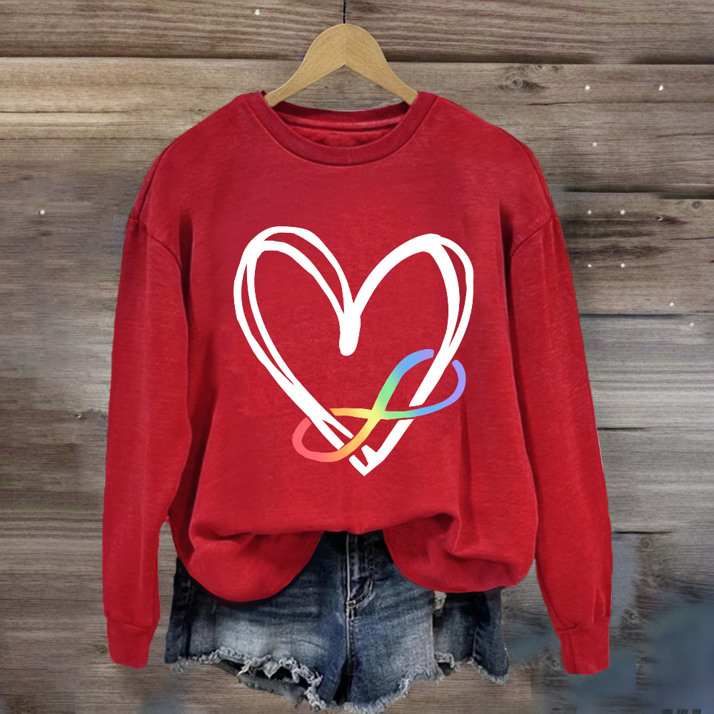 Infinity Heart Autism Awareness Love Needs No Words Sweatshirt