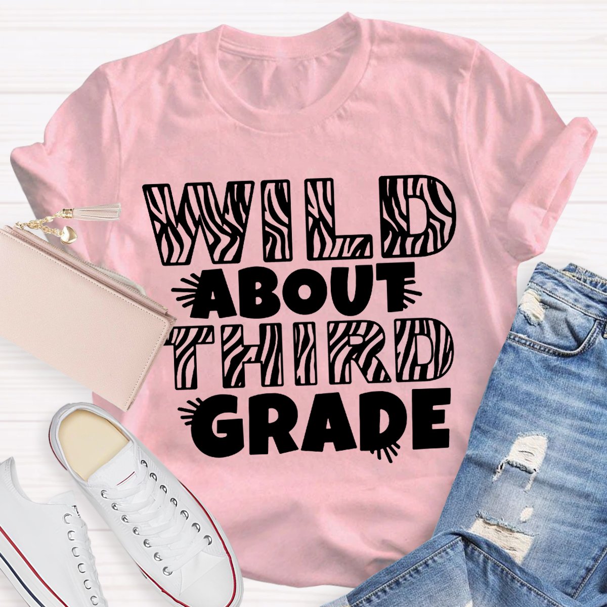 Personalized Wild About Third Grade Teacher Shirt