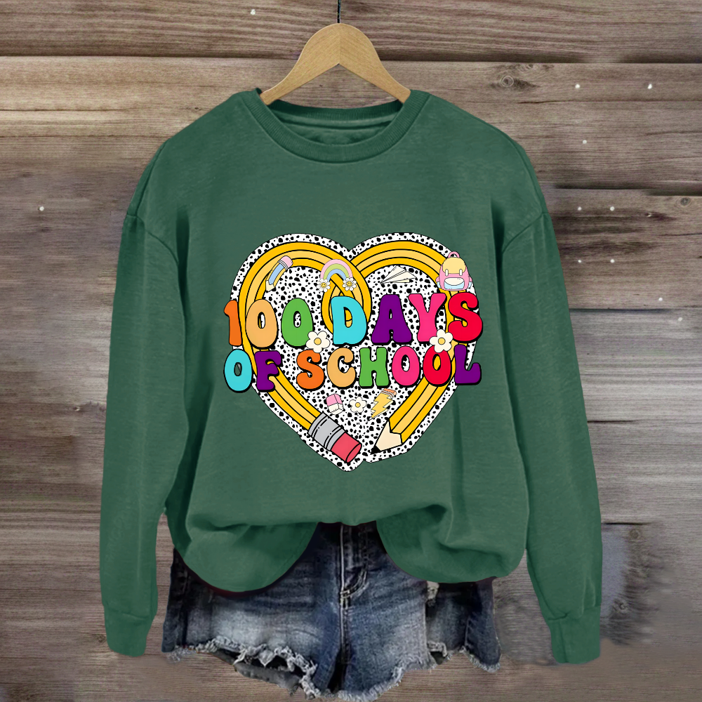 Happy 100 Days Of School Pencil Heart Sweatshirt