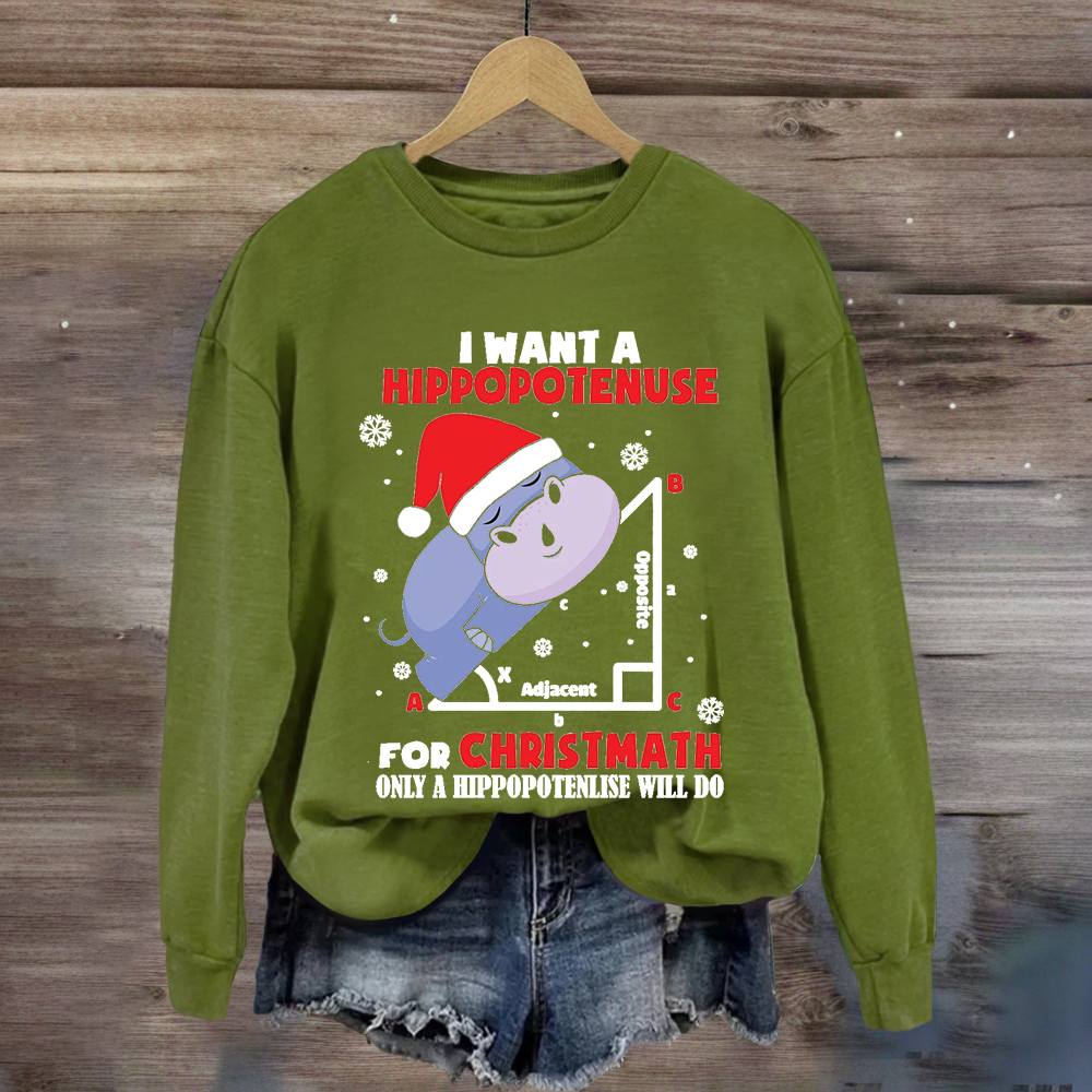 I Want A Hippopotenuse For Christmas Sweatshirt