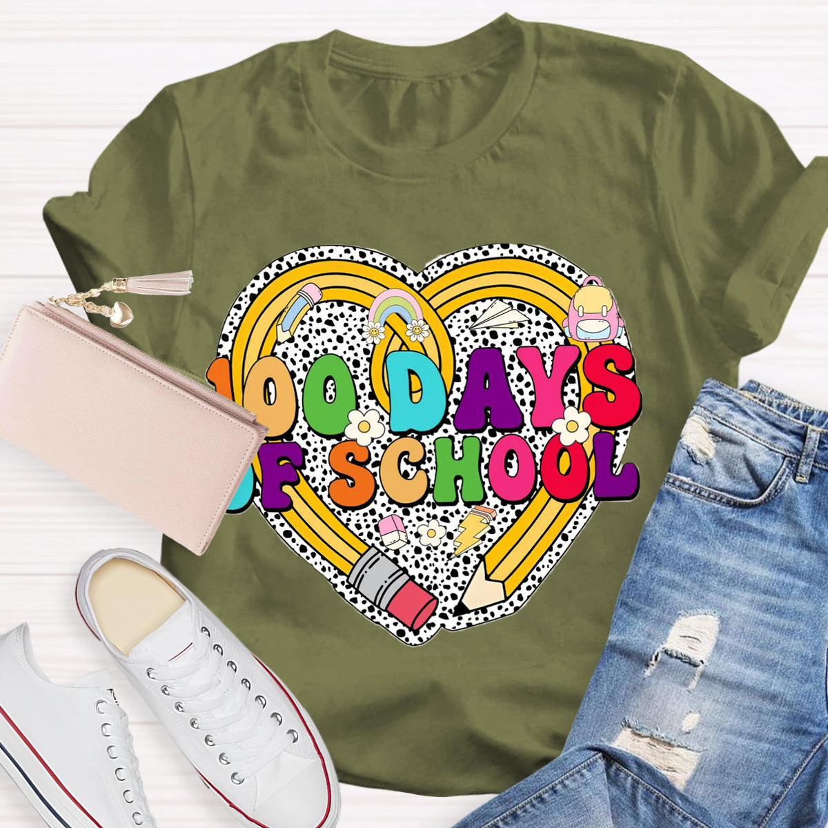 Happy 100 Days Of School Heart T-Shirt